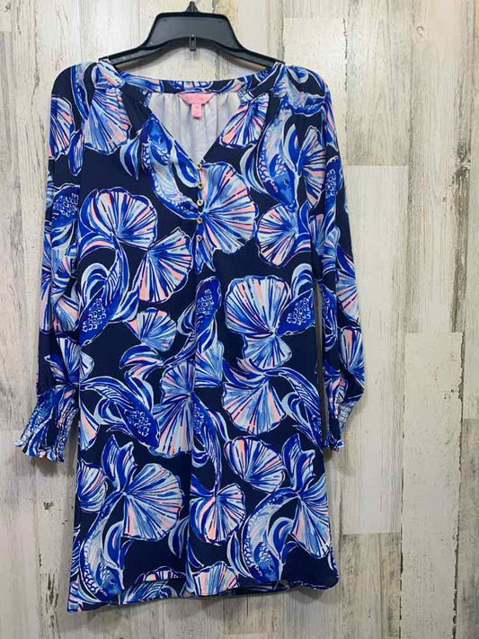 PRE-OWNED LILLY PULITZER Dresses and Skirts Size XXS BLU/WHT/PINK Floral Dress/V