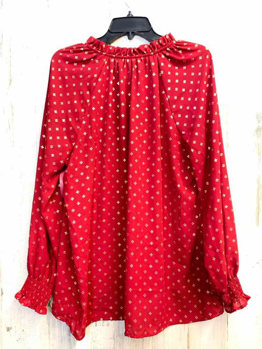 PRE-OWNED TIME & TRU Tops Size L BURGANDY Floral LONG SLEEVES TOP/FLOWY SHEER BU