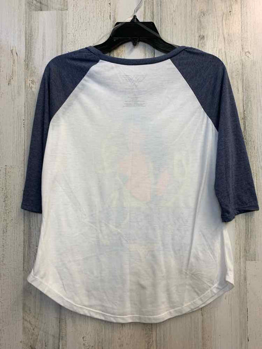 WONDER WOMAN Tops Size M WHT/BLU 3/4 LENGTH TOP