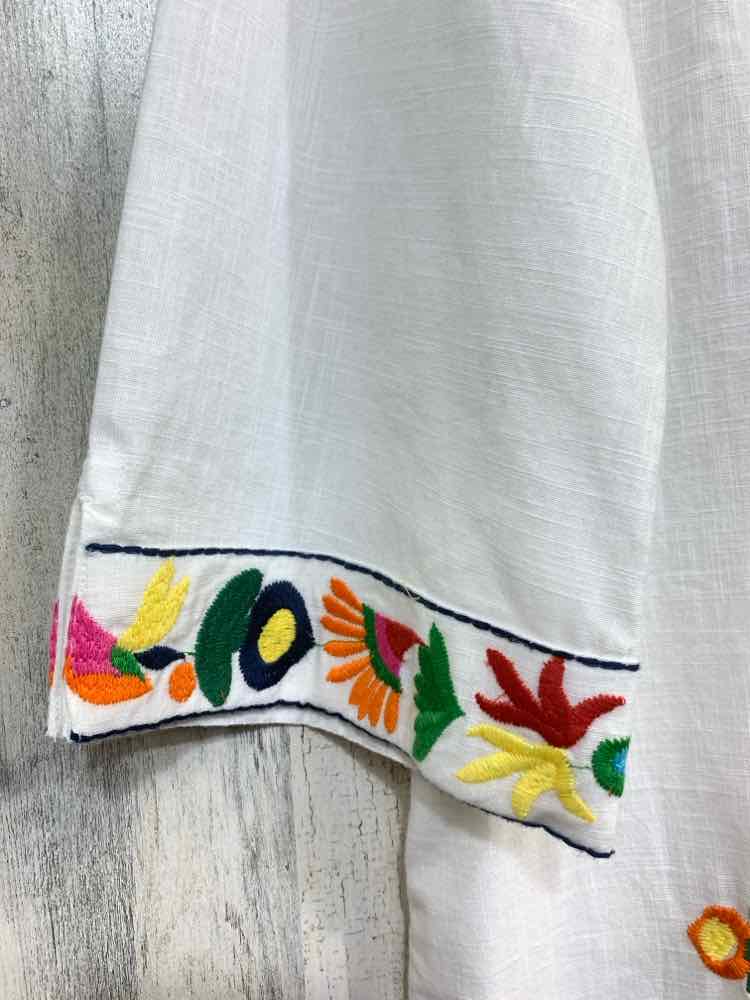 PRE-OWNED SOFT SURROUNDING/VIBRANT BOHEMIAN BIRD/FLORAL EMBROIDERED MIDI SHIFT/C