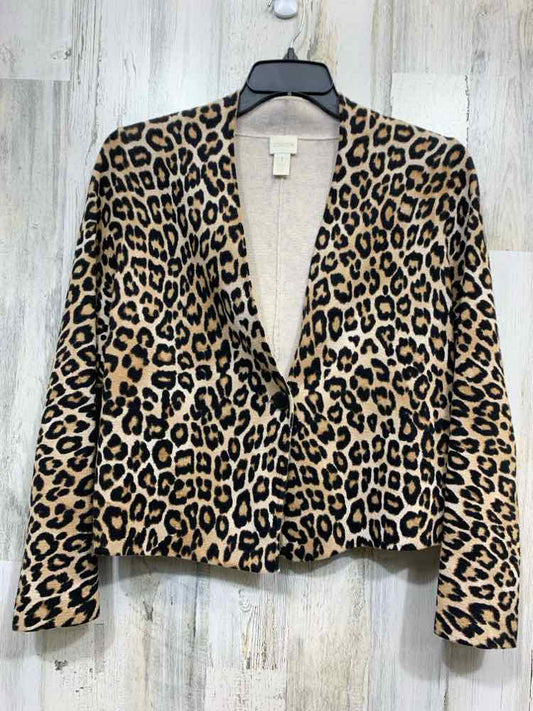 PRE-OWNED CHICO'S/LEOPARD PRINT OPEN FRONT KNIT BLAZER