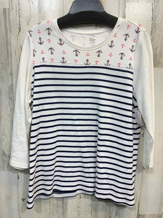 KIM ROGERS Tops Size XL WHT/NAVY STRIPES Shirt