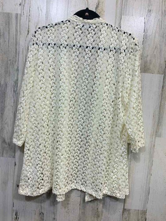 PRE-OWNED SOUTHERN LADY Tops Size XL OFF WHITE Lace 3/4 SLEEVE Cardigan/OPEN FRO