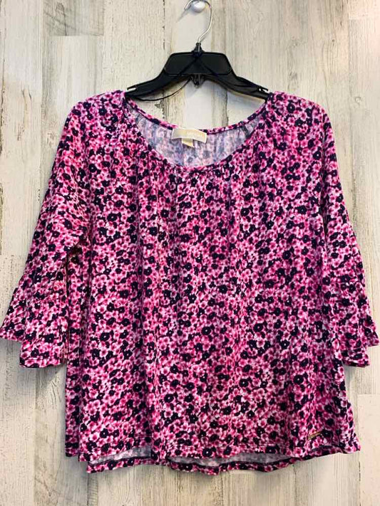MICHAEL KORS Tops Size XL HT PINK/NAVY/WHT Floral 3/4 LENGTH TOP