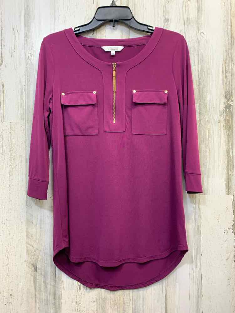 PRE-OWNED ELLEN TRACY Tops Size S Purple Solid 3/4 LENGTH TOP/PURPLE 3/4 LENGTH