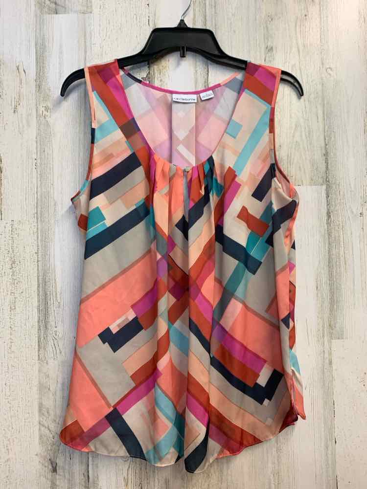 PRE-OWNED LIZ CLAIBORNE Tops Size L Multi-Color RECTANGLES SLEEVELESS TOP