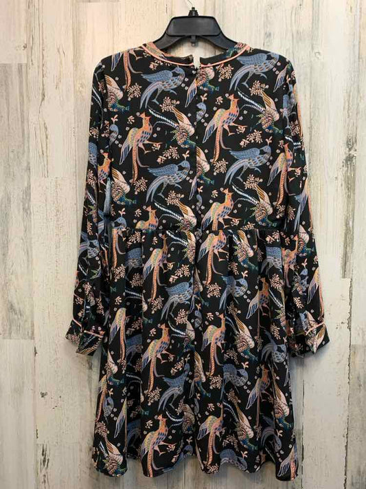 LOFT Dresses and Skirts Size 6 BLK/BLU/PNK PEACOCK LONG SLEEVES Dress