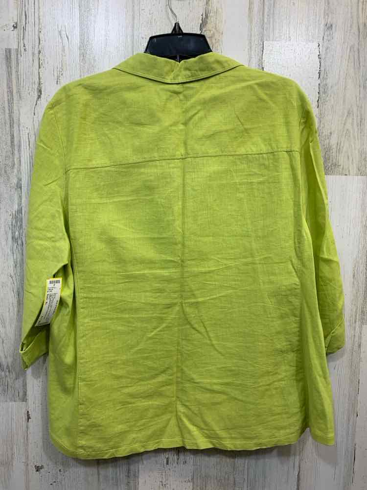 PRE-OWNED CATHY Tops Size XL Lime Green Solid SHORT SLEEVES Blouse/LIME GREEN SH