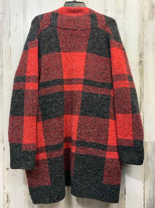PRE-OWNED CYRUS JACKETS / COATS Size 1X RED/BLK Plaid LONG SLEEVES Jacket/LONG B