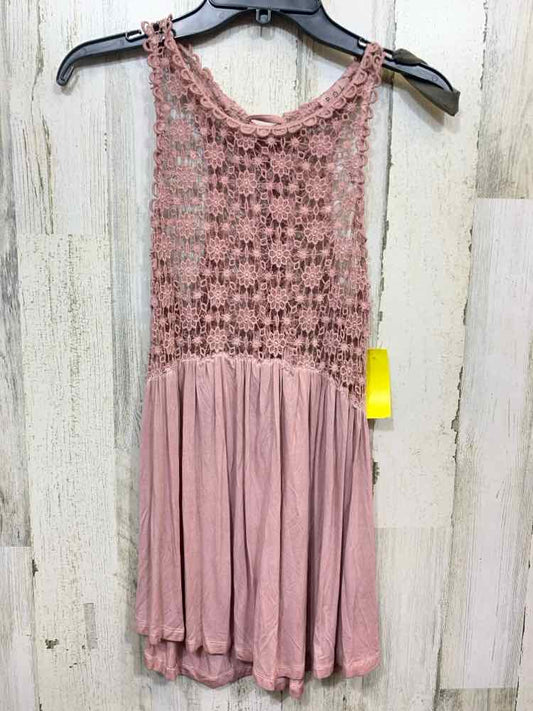 PRE-OWNED POL Tops Size XS MAUVE SLEEVELESS/CROCHET LACE/BABY DOLL TANK