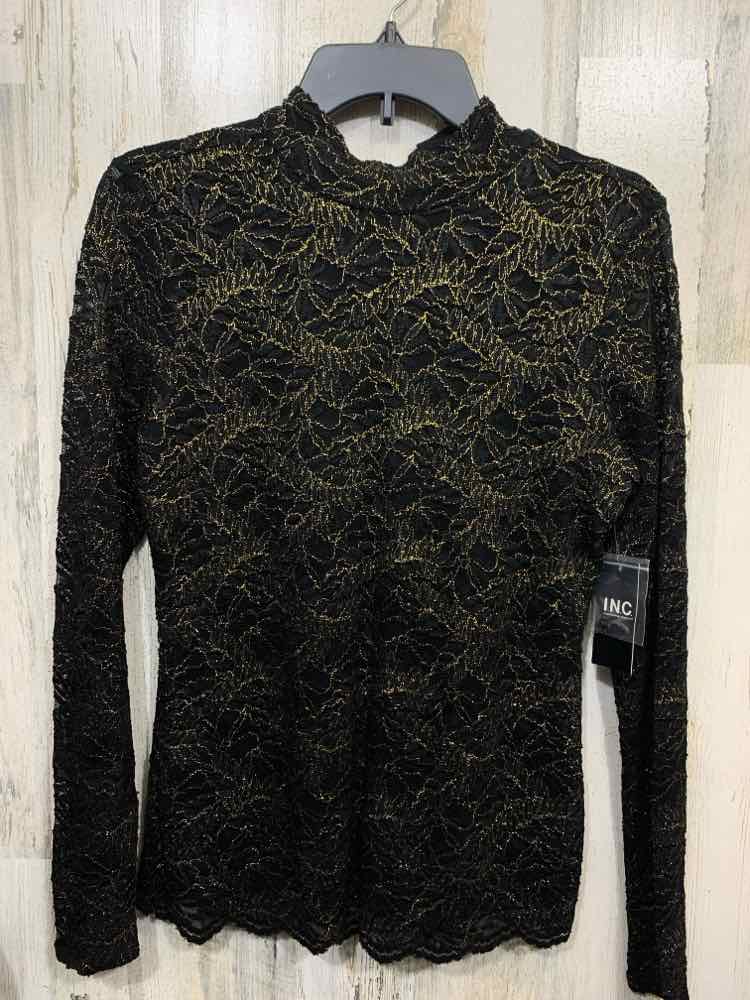 NWT INC Size S Tops BLK/GLD/BRN LONGSLEEVE Shirt