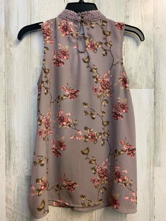 PRE-OWNED XHILARATION Tops Size S Brown Floral SLEEVELESS TOP