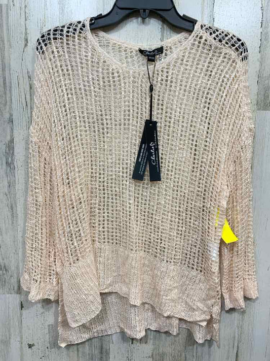 PRE-OWNED CHARLIE Tops Size XS Pink 3/4 SLEEVE CROCHET Blouse