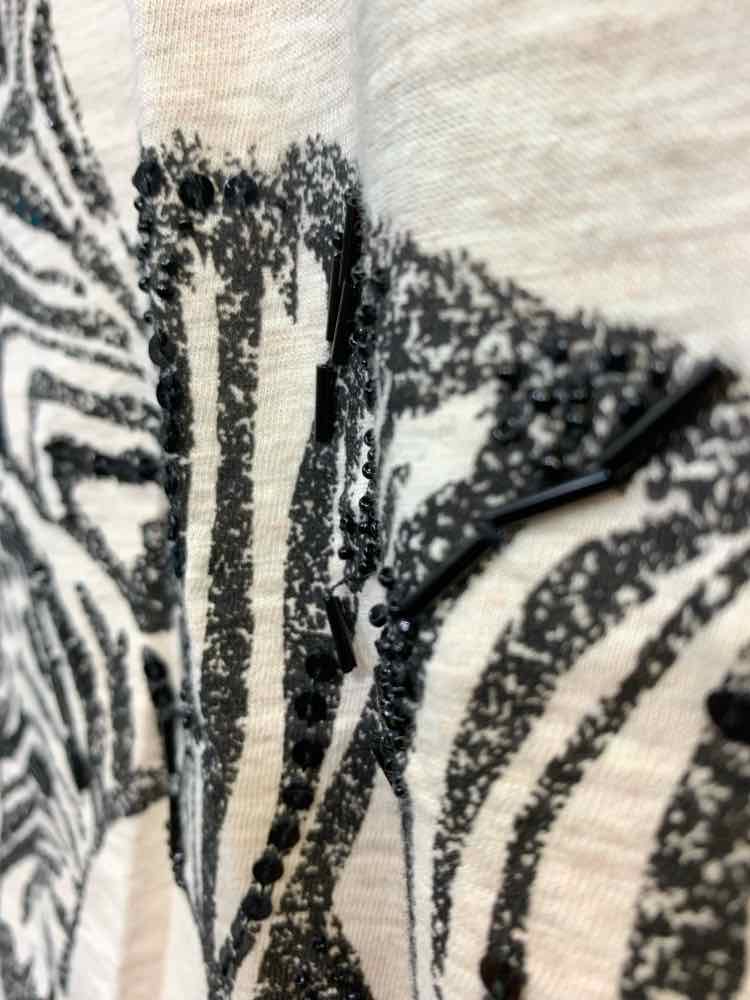 PRE-OWNED ZENERGY BY CHICO'S/SEQUIN EMBELLISHED ZEBRA PRINT TEE
