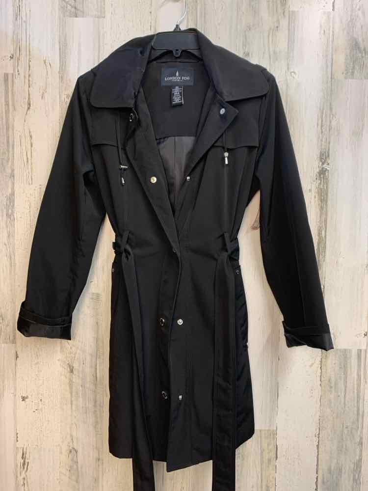 LONDON FOG JACKETS / COATS Size M Black TRENCH Coat