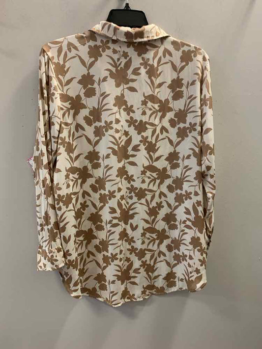 CUPIO PLUS SIZES Size 1X CRM/BGE Floral LONG SLEEVES TOP