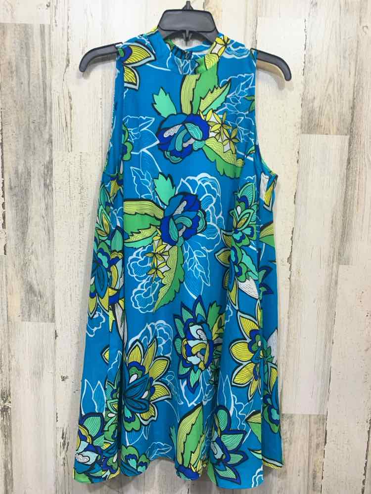PRE-OWNED KAARI Dresses and Skirts Size M BLU/GRN/AQA/YEL/WHT/ Floral Dress/MOCK