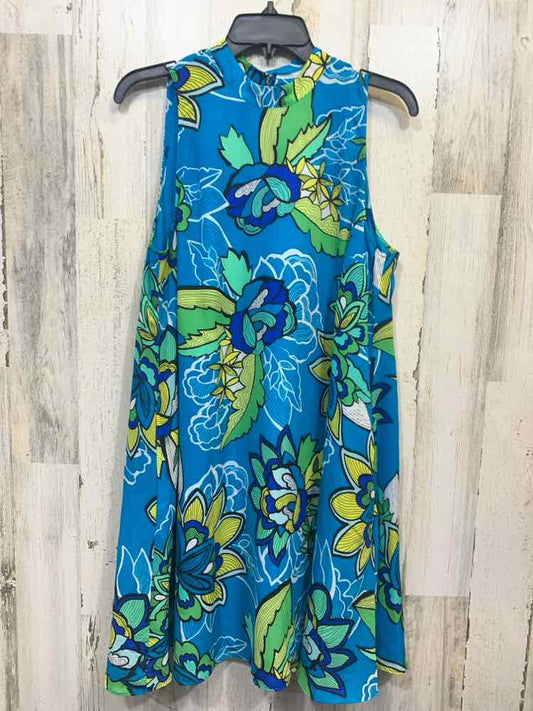 PRE-OWNED KAARI Dresses and Skirts Size M BLU/GRN/AQA/YEL/WHT/ Floral Dress/MOCK