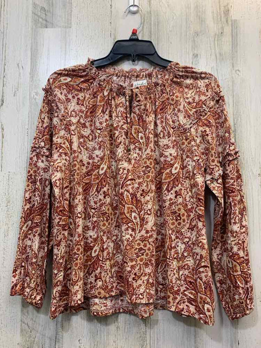 WONDERLY Tops Size PM RUST/WHT Paisley LONG SLEEVES TOP