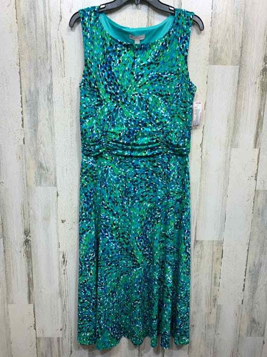 PRE-OWNED DRESS BARN Dresses and Skirts Size 12 GRN/TEAL/BLK/WHT/BLUE Dress/SPEC