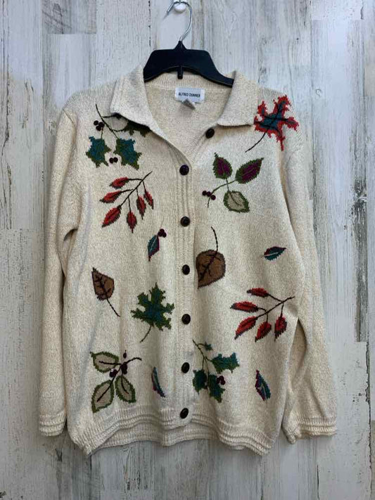 PRE-OWNED ALFRED DUNNER Tops Size L Tan LEAFS LONG SLEEVES TOP/LEAF DESIGN