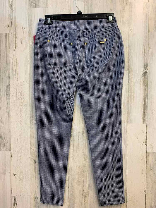 Size L MICHAEL KORS BOTTOMS NAVY/WHT LATTICE ANKLE Pants