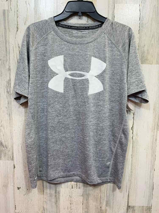 PRE-OWNED UNDER ARMOUR Activewear M Gray SHORT SLEEVES Activewear TOP/GRAY UNDER