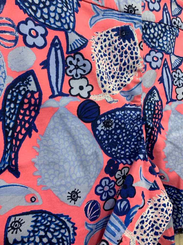 NWT Size 10 TALBOTS BOTTOMS NEON PINK/BLUE FISH SHORTS Shorts/FISH PATTERN SHORT