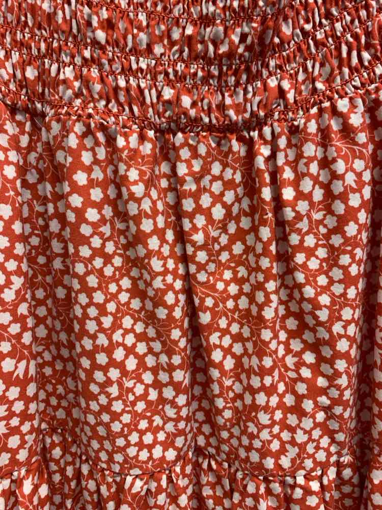 PRE-OWNED ANTHROPOLOGIE Dresses and Skirts Size L BRICK/WHITE Floral MAXI Dress/