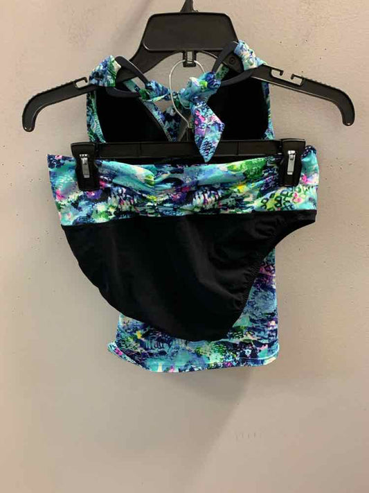 PROFILE Swimwear Size 6 TEAL/BLK/BLU/WHT SCALES Swimsuit