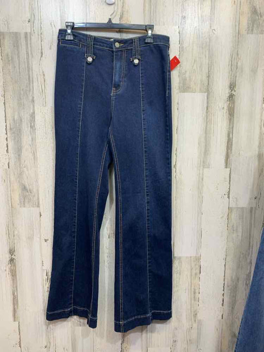 NWT Size 10 EST 1946 BOTTOMS Denim WIDE LEG Pants/FRONT BUTTON DETAIL