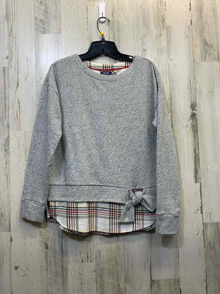 PRE-OWNED IZOD Tops Size S Gray PLAIN TOP TOP/GRAY TOP W/ PLAID UNDERNEATH TOP.