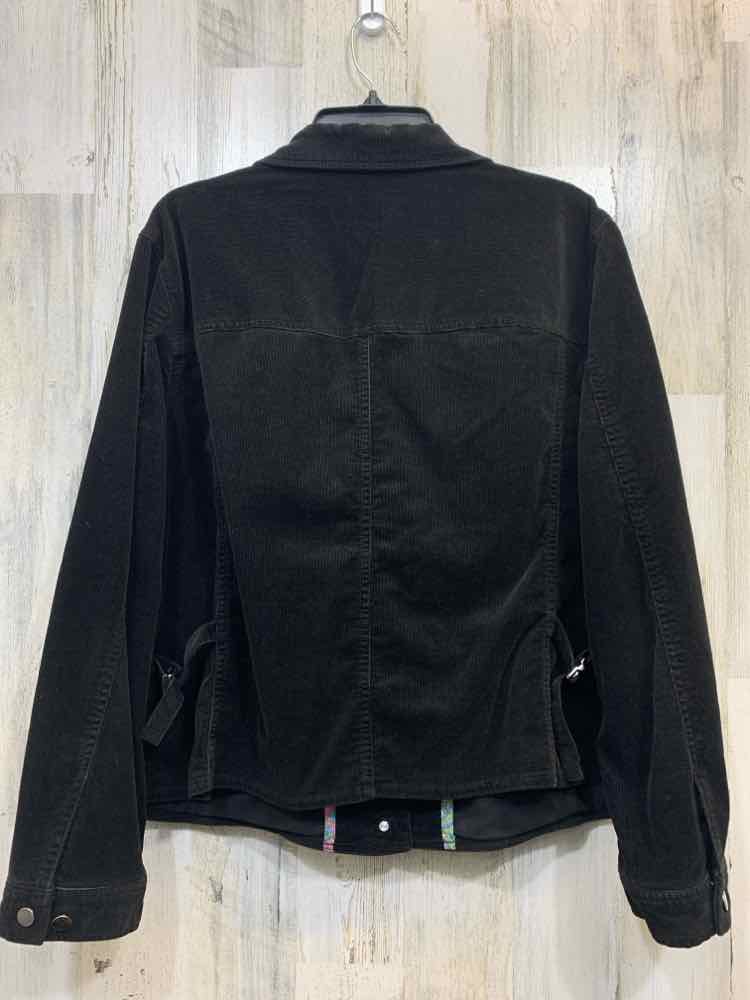 JONES NEW YORK JACKETS / COATS Size 2X Black CORDUROY Solid BUTTON UP Coat