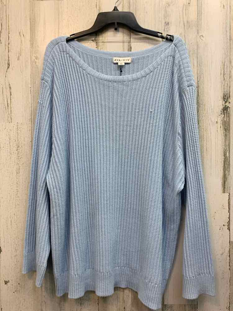 NWT AVA & VIV PLUS SIZES Size 3X BABY BLUE RIBBED SWEATER Sweater/BABY BLUE RIBB
