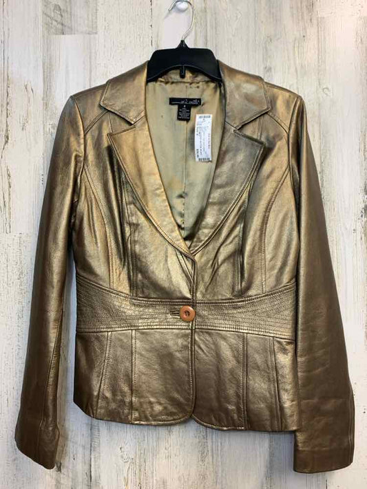 PRE-OWNED WILLI SMITH Tops Size 8 Gold Leather JACKET Jacket