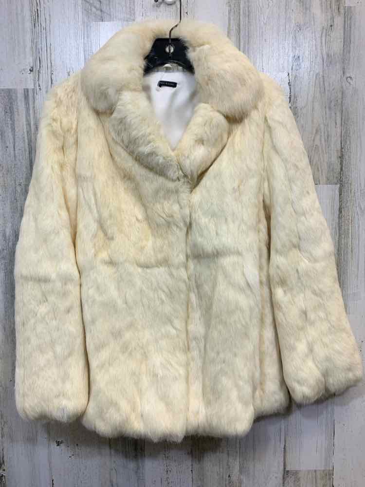 PRE-OWNED JACKETS / COATS Size S Cream LONG SLEEVE VINTAGE RABBIT FUR COAT