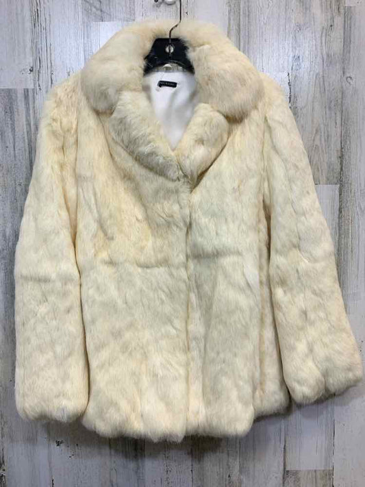 PRE-OWNED JACKETS / COATS Size S Cream LONG SLEEVE VINTAGE RABBIT FUR COAT