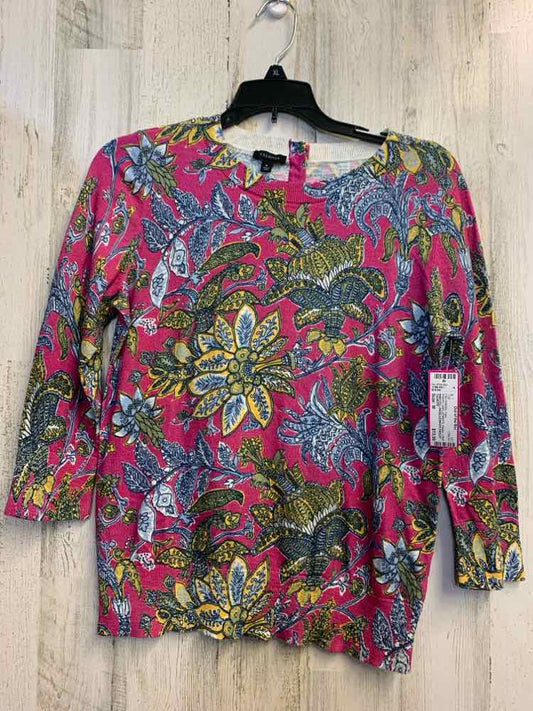 PRE-OWNED TALBOTS Tops Size M PINK/YLLW/BLUE/WHITE Paisley LONG SLEEVES TOP/PINK