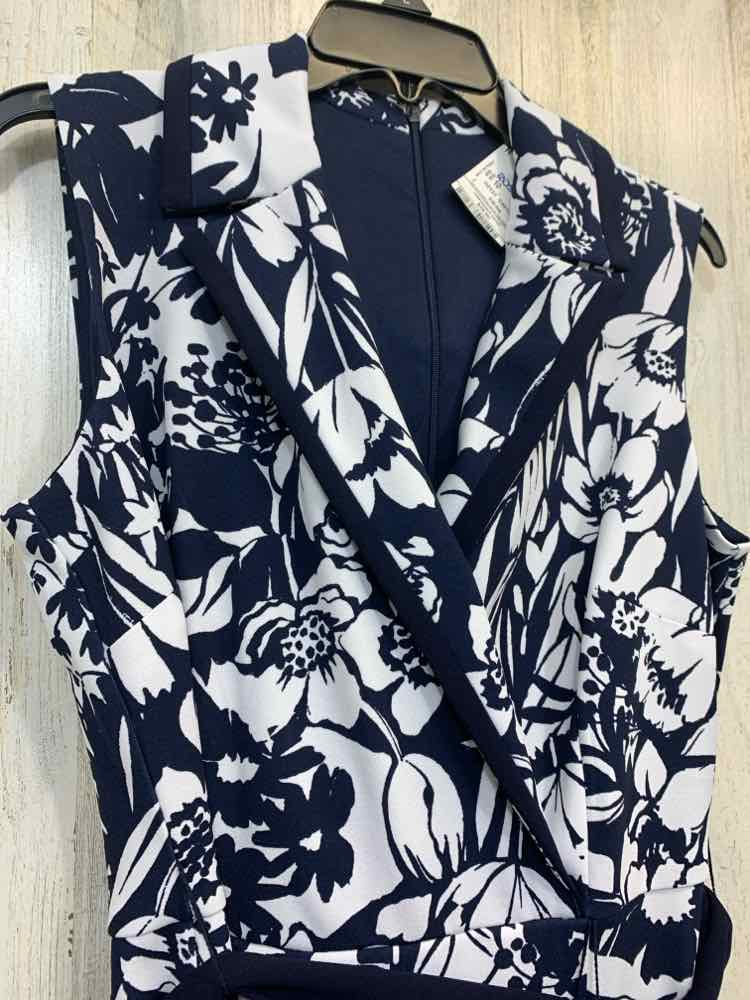 NWT SHELBY & PALMER Dresses and Skirts Size 10 NAVY/WHITE TROPICAL WRAP Dress/TR