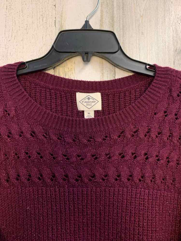 PRE-OWNED ST JOHNS BAY Tops Size XL Plum LONG SLEEVES TOP/SPARKLY SWEATER