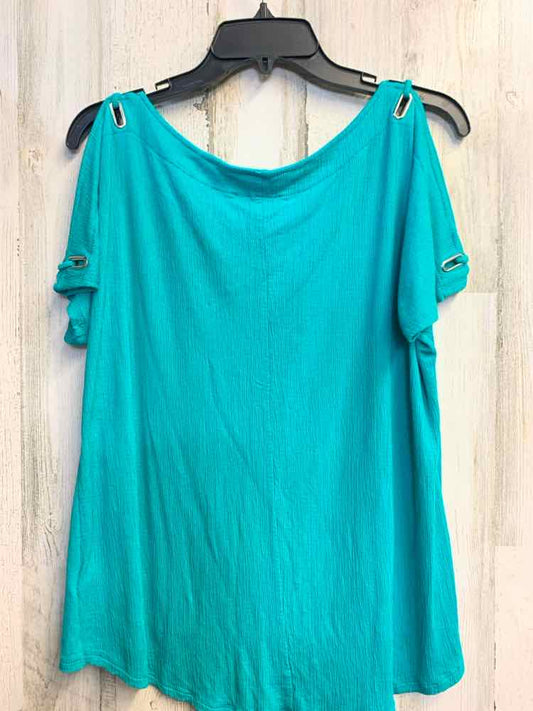 CABLE&GAUGE Tops Size L DEEP AQUA COLD SHOULDERS TOP