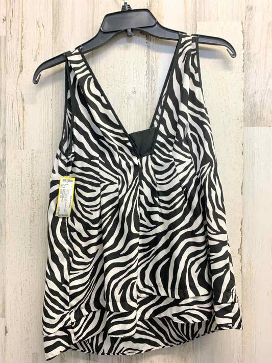 PRE-OWNED BANANA REPUBLIC Tops Size 10 BLK/WHT ZEBRA V-CUT NECKLINE Blouse