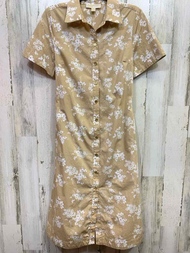 PRE-OWNED MICHAEL KORS Dresses and Skirts Size M BIEGE/TAN Floral Dress/BEIGE/WH