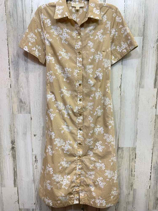 PRE-OWNED MICHAEL KORS Dresses and Skirts Size M BIEGE/TAN Floral Dress/BEIGE/WH