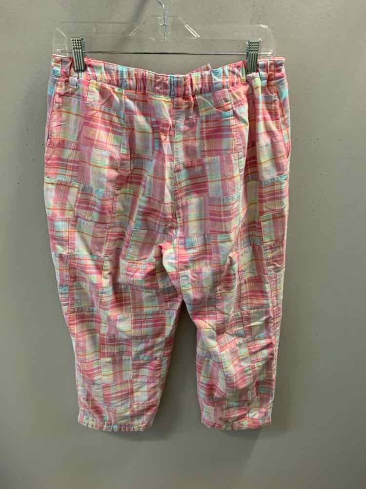 Size 12 LEON LEVIN BOTTOMS Pink Plaid Pants