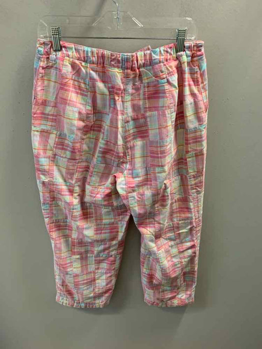 Size 12 LEON LEVIN BOTTOMS Pink Plaid Pants