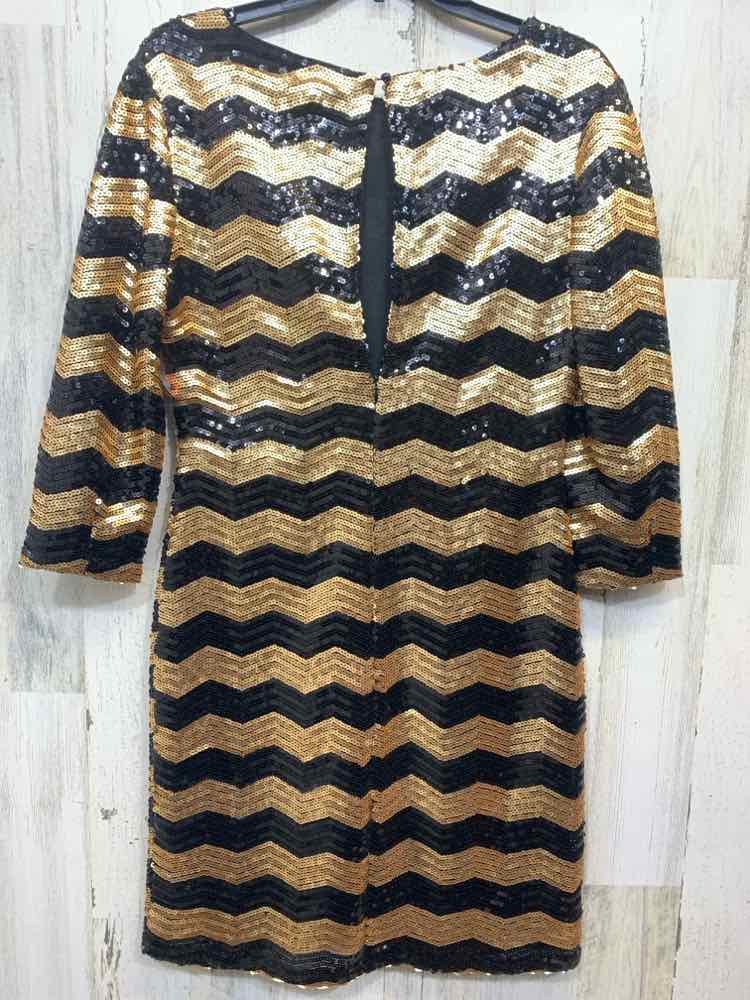 GIANNIBINI Dresses and Skirts Size L BLK/GOLD Sequined 3/4 LENGTH Dress