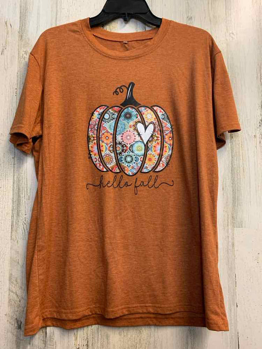 PRE-OWNED Tops Size XL ORANGE BROWN PUMPKIN SHORT SLEEVES TOP/SHORT SLEEVE TOP W