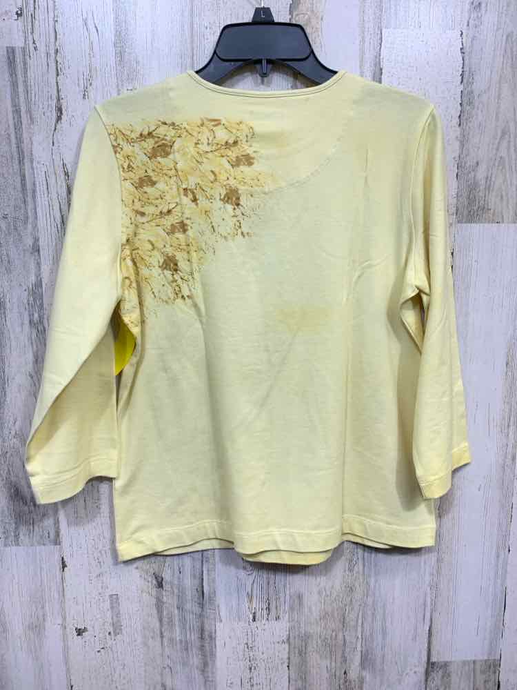 PRE-OWNED CHICO'S/OWL PRINT RHINESTONE EMBELLISHED 3/4 SLEEVE TEE