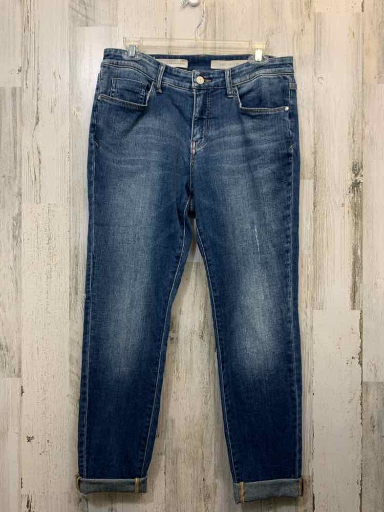 Size 30 PILCRO AND THE LETTERPRESS BOTTOMS Blue JEAN CAPRI CUFFED LEG